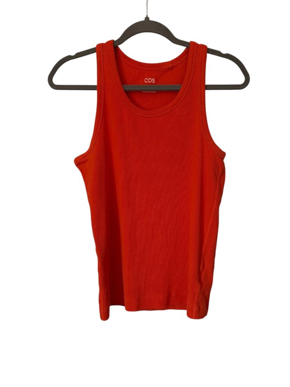 COS Orange Stretchy Ribbed Cotton Scoopneck Tank Top Size M